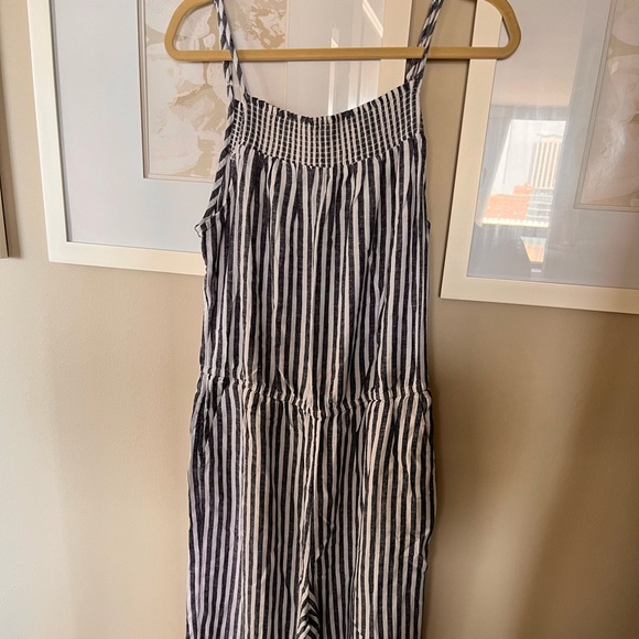 Smocked striped jumpsuit - Picture 1 of 3